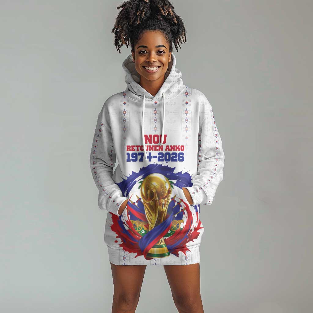 Custom Haiti Grenadye Alaso Hoodie Dress White Nou Retounen Anko 1974-2026 - Wonder Print Shop