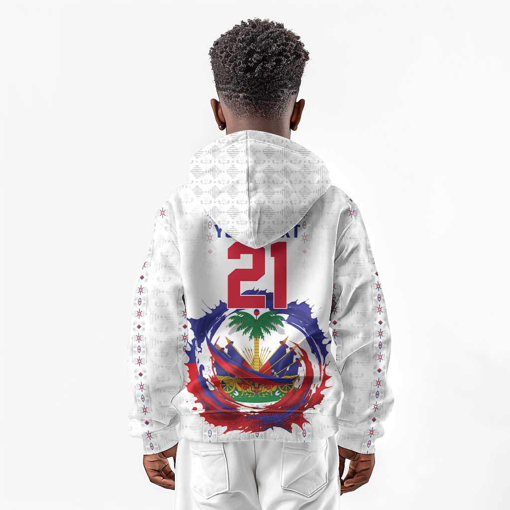 Custom Haiti Grenadye Alaso Kid Hoodie White Nou Retounen Anko 1974-2026 - Wonder Print Shop