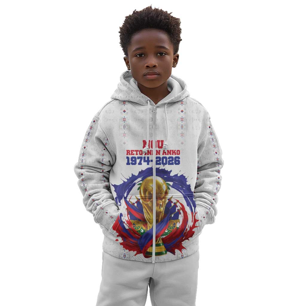 Custom Haiti Grenadye Alaso Kid Hoodie White Nou Retounen Anko 1974-2026 - Wonder Print Shop
