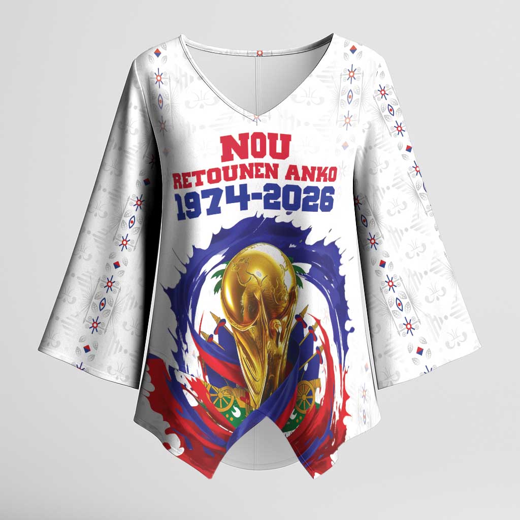 Custom Haiti Grenadye Alaso Kimono Sleeve Blouse White Nou Retounen Anko 1974-2026 - Wonder Print Shop