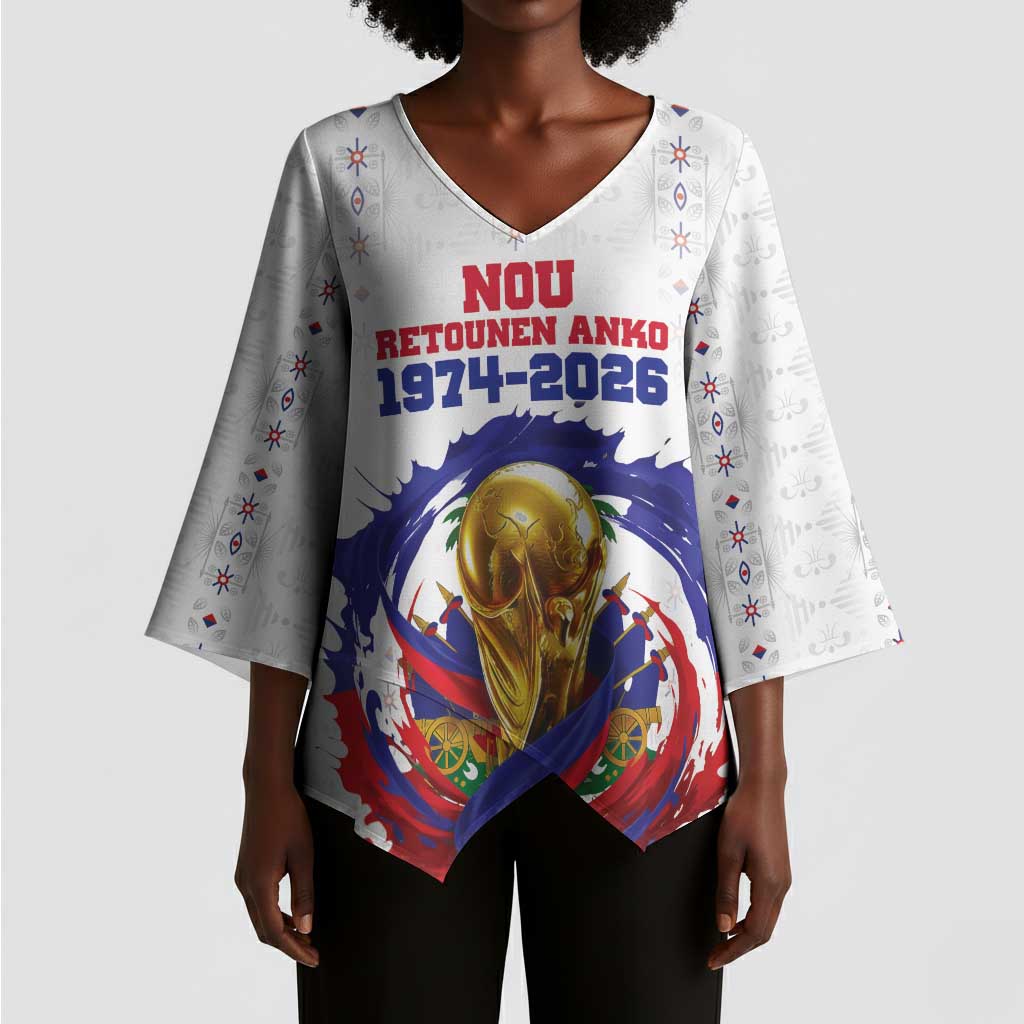 Custom Haiti Grenadye Alaso Kimono Sleeve Blouse White Nou Retounen Anko 1974-2026 - Wonder Print Shop