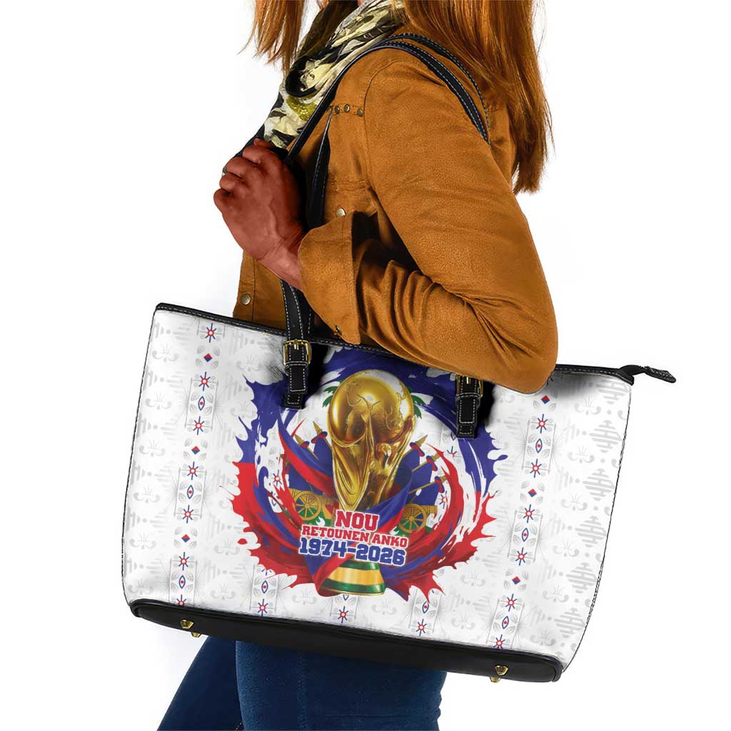 Haiti Grenadye Alaso Leather Tote Bag White Nou Retounen Anko 1974-2026 - Wonder Print Shop