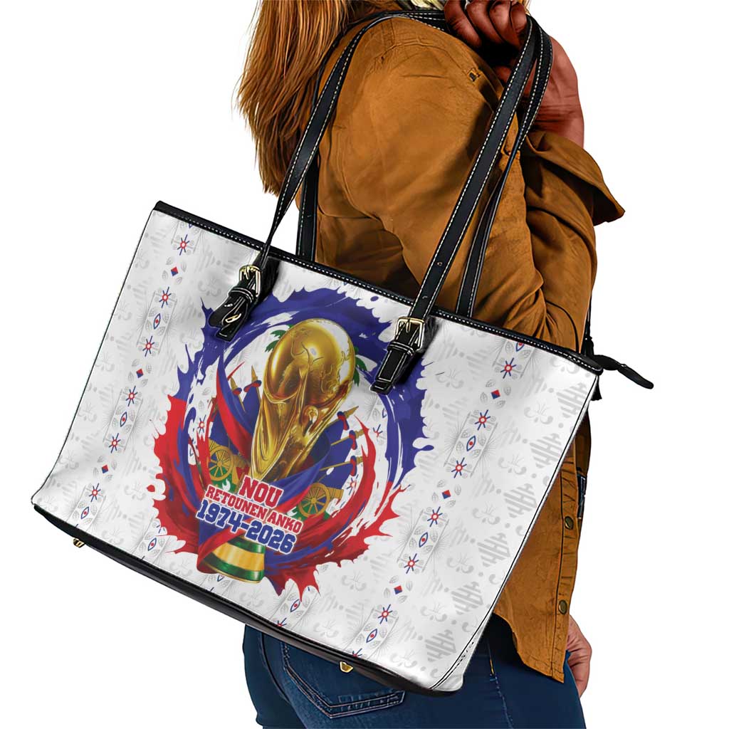 Haiti Grenadye Alaso Leather Tote Bag White Nou Retounen Anko 1974-2026 - Wonder Print Shop