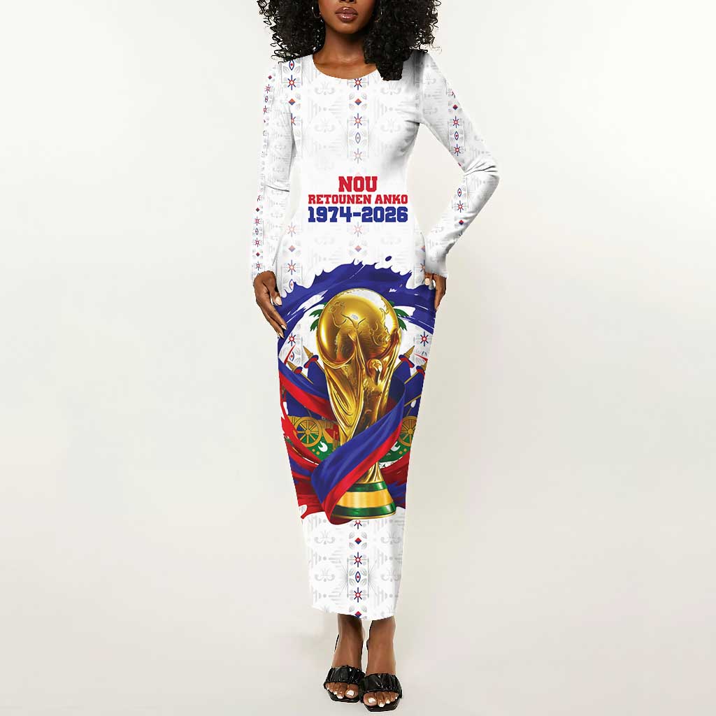 Custom Haiti Grenadye Alaso Long Sleeve Bodycon Dress White Nou Retounen Anko 1974-2026 - Wonder Print Shop