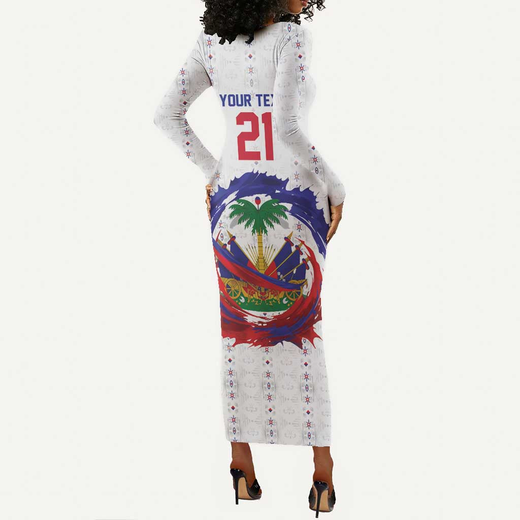 Custom Haiti Grenadye Alaso Long Sleeve Bodycon Dress White Nou Retounen Anko 1974-2026 - Wonder Print Shop