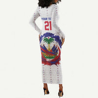 Custom Haiti Grenadye Alaso Long Sleeve Bodycon Dress White Nou Retounen Anko 1974-2026 - Wonder Print Shop