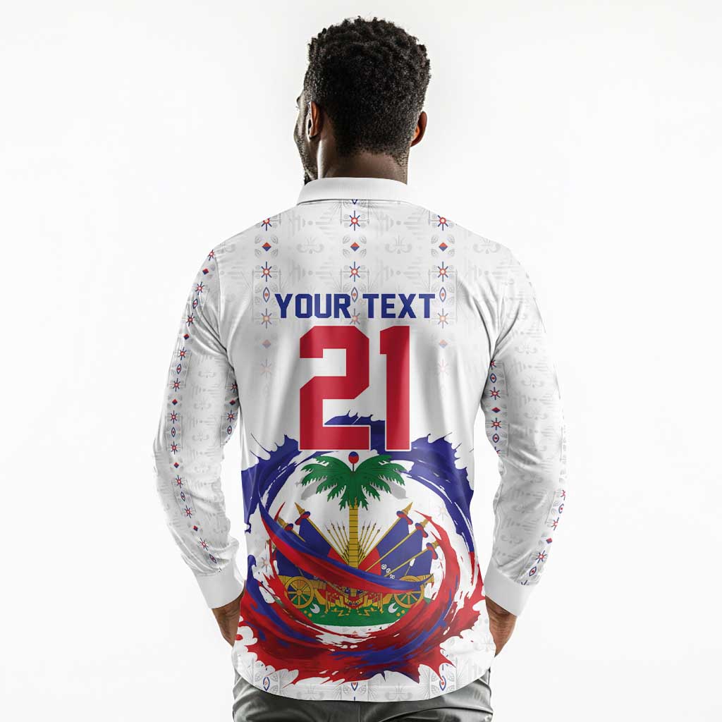 Custom Haiti Grenadye Alaso Long Sleeve Polo Shirt White Nou Retounen Anko 1974-2026 - Wonder Print Shop