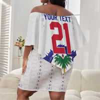 Custom Haiti Grenadye Alaso Off Shoulder Short Dress White Nou Retounen Anko 1974-2026 - Wonder Print Shop