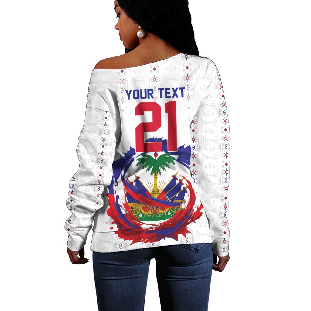 Custom Haiti Grenadye Alaso Off Shoulder Sweater White Nou Retounen Anko 1974-2026 - Wonder Print Shop