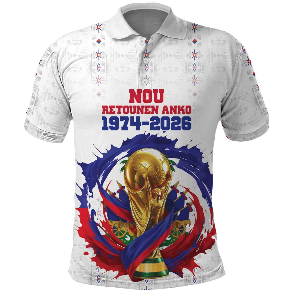 Custom Haiti Grenadye Alaso Polo Shirt White Nou Retounen Anko 1974-2026 - Wonder Print Shop