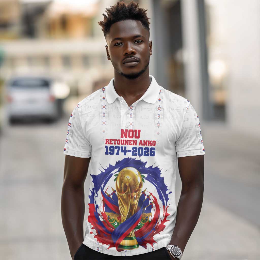 Custom Haiti Grenadye Alaso Polo Shirt White Nou Retounen Anko 1974-2026 - Wonder Print Shop