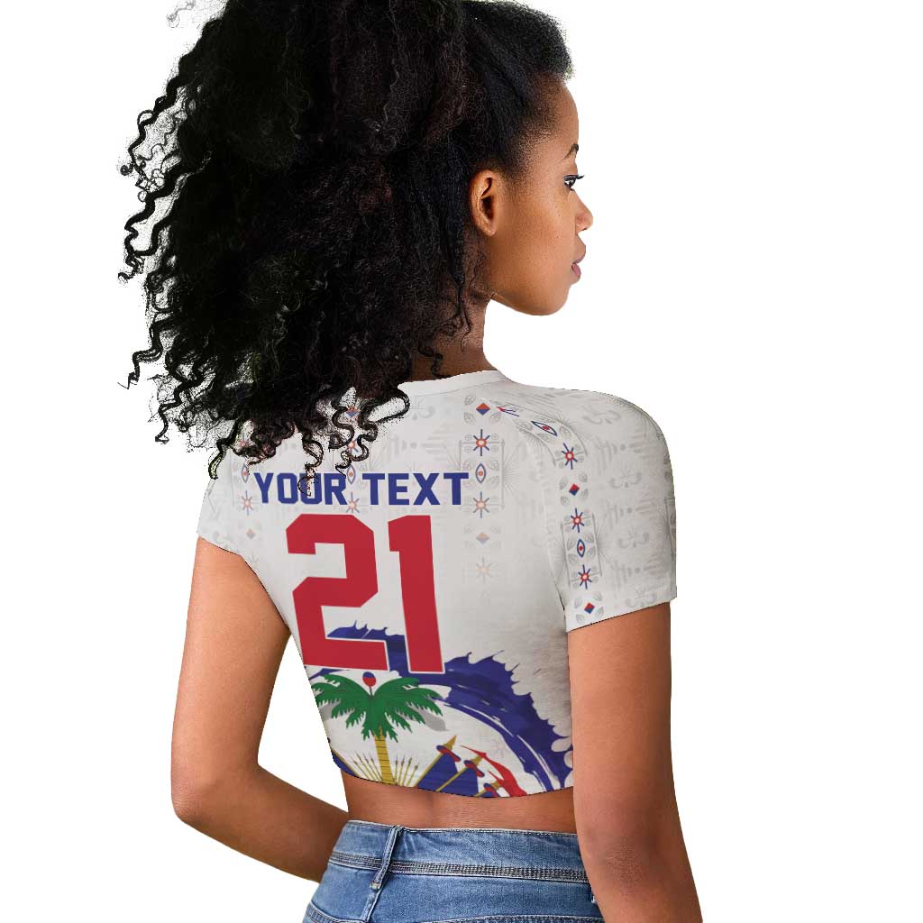 Custom Haiti Grenadye Alaso Raglan Cropped T shirt White Nou Retounen Anko 1974-2026 - Wonder Print Shop