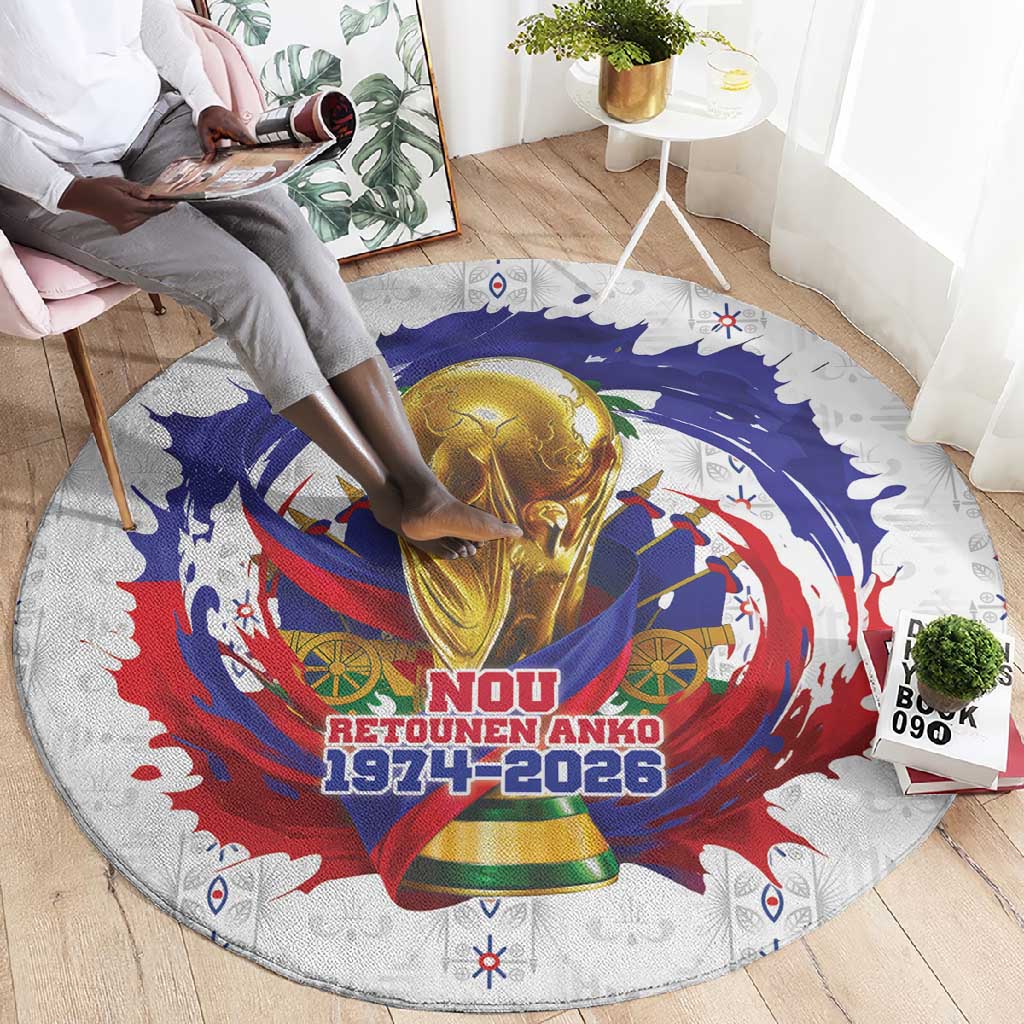 Haiti Grenadye Alaso Round Carpet White Nou Retounen Anko 1974-2026 - Wonder Print Shop