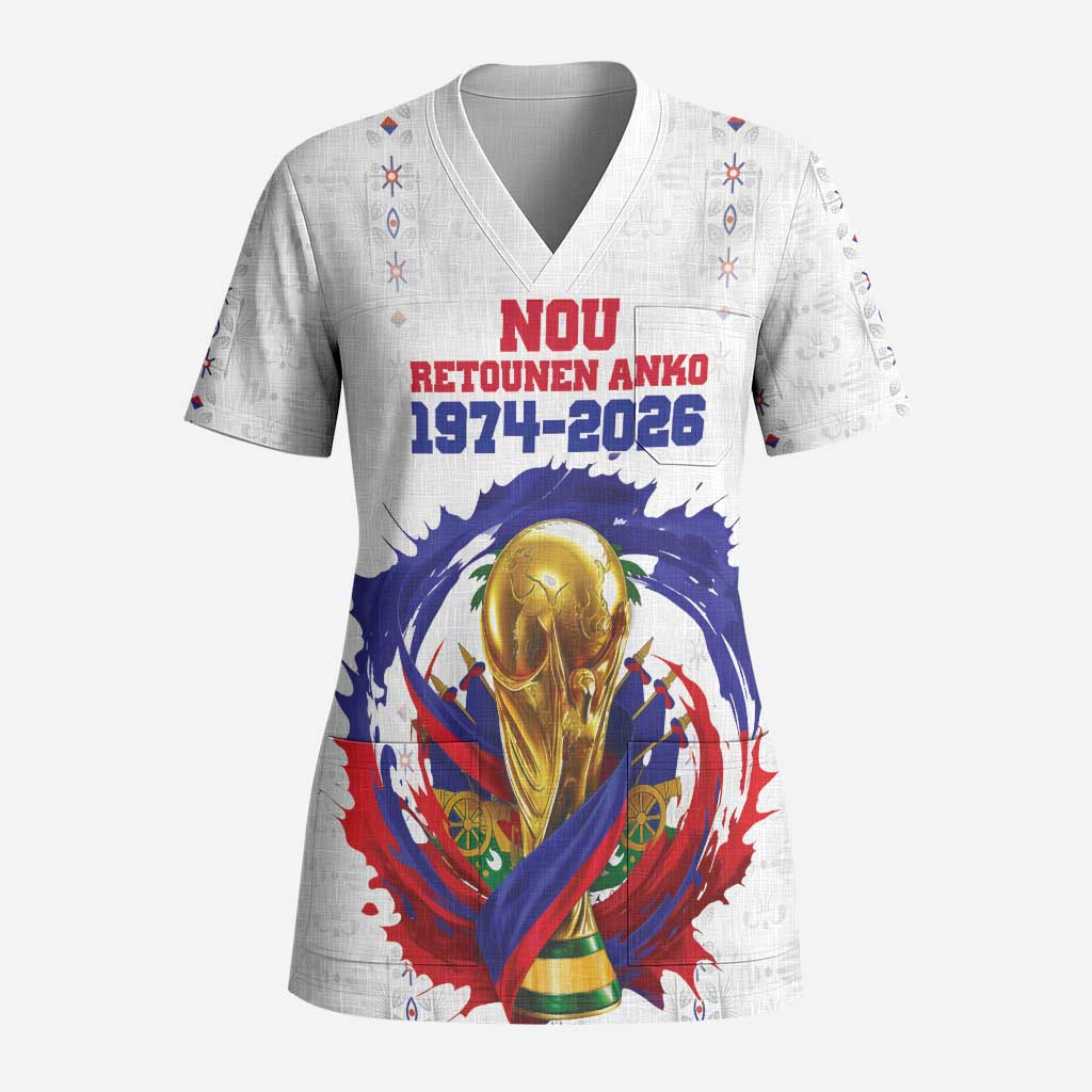 Custom Haiti Grenadye Alaso Scrub Top White Nou Retounen Anko 1974-2026 - Wonder Print Shop