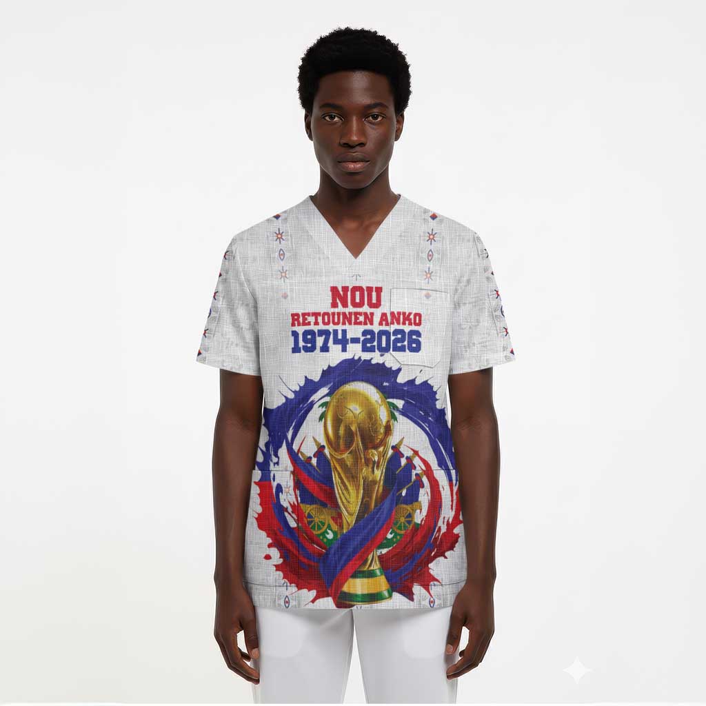 Custom Haiti Grenadye Alaso Scrub Top White Nou Retounen Anko 1974-2026 - Wonder Print Shop