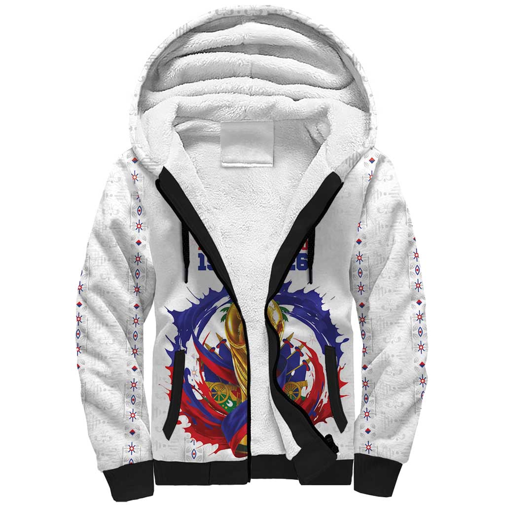 Custom Haiti Grenadye Alaso Sherpa Hoodie White Nou Retounen Anko 1974-2026 - Wonder Print Shop