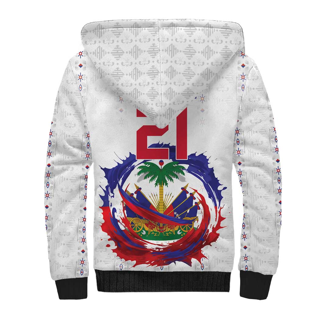 Custom Haiti Grenadye Alaso Sherpa Hoodie White Nou Retounen Anko 1974-2026 - Wonder Print Shop
