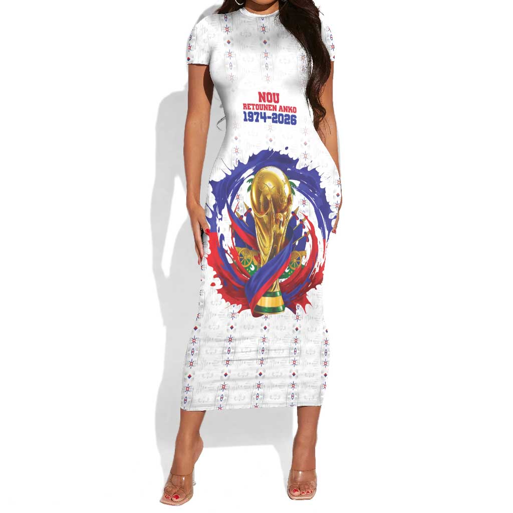 Custom Haiti Grenadye Alaso Short Sleeve Bodycon Dress White Nou Retounen Anko 1974-2026 - Wonder Print Shop