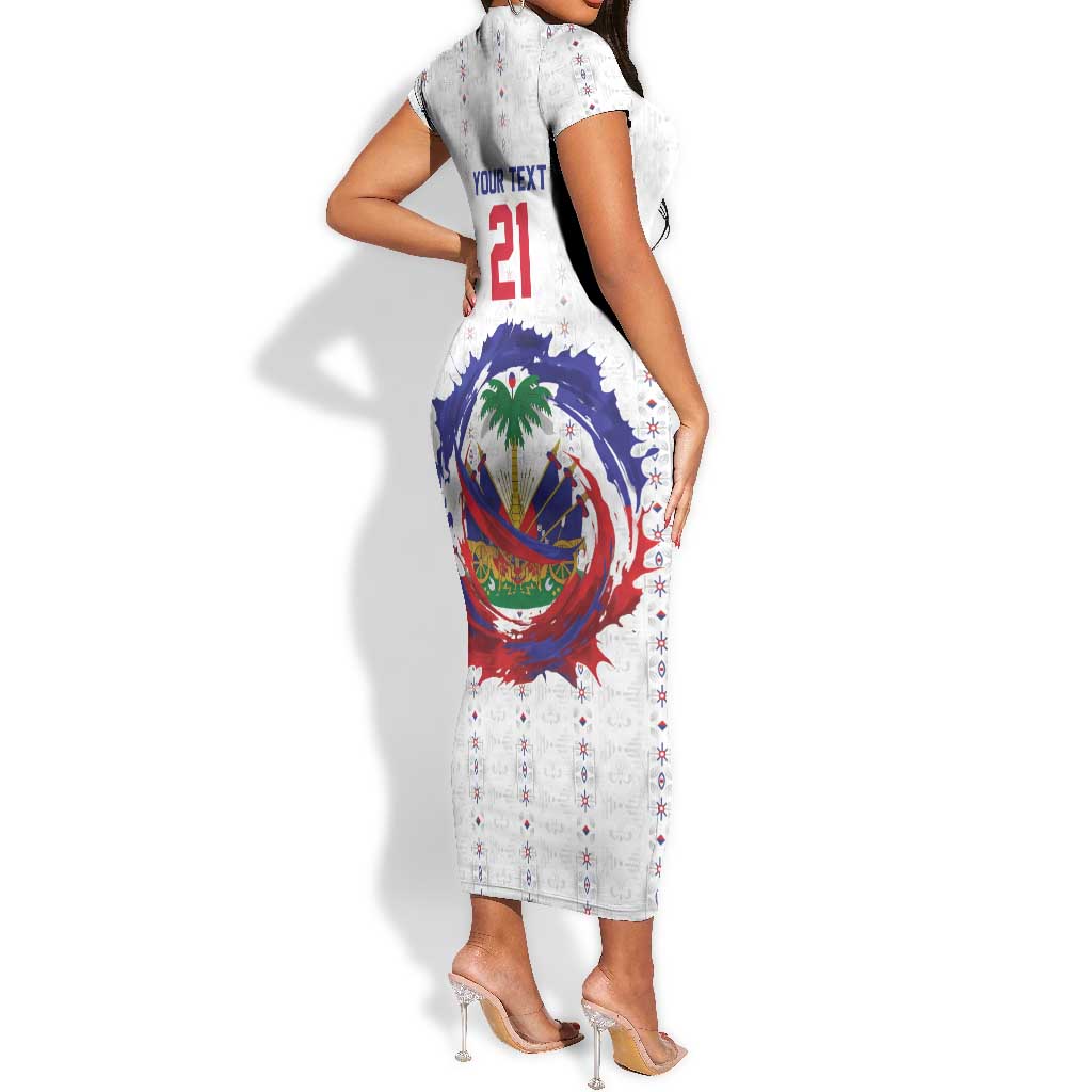 Custom Haiti Grenadye Alaso Short Sleeve Bodycon Dress White Nou Retounen Anko 1974-2026 - Wonder Print Shop
