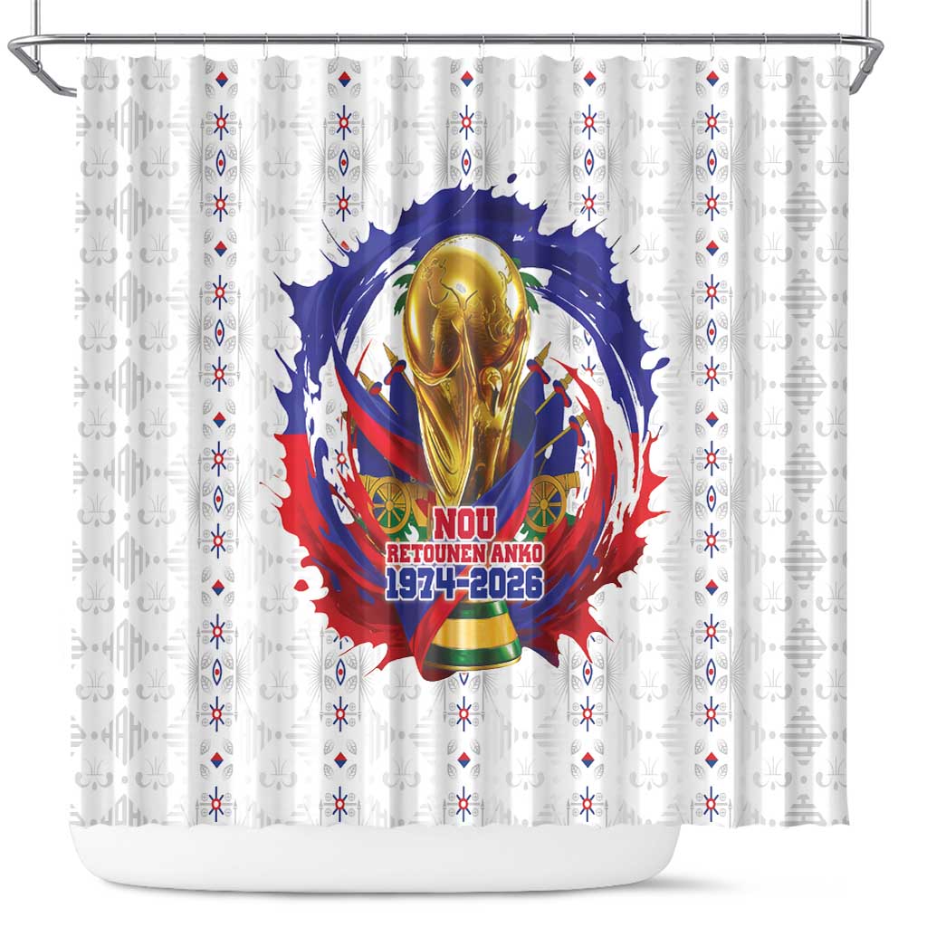 Haiti Grenadye Alaso Shower Curtain White Nou Retounen Anko 1974-2026 - Wonder Print Shop