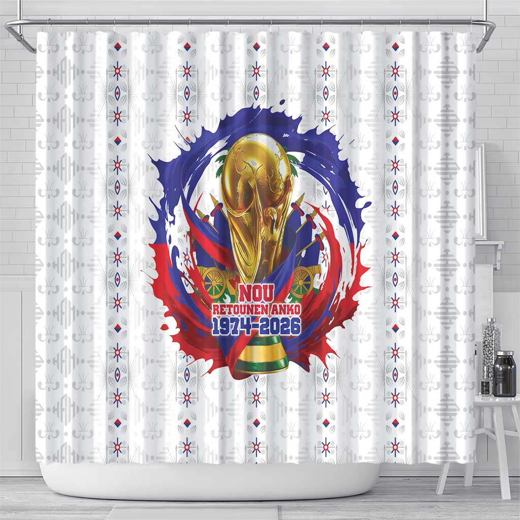 Haiti Grenadye Alaso Shower Curtain White Nou Retounen Anko 1974-2026 - Wonder Print Shop