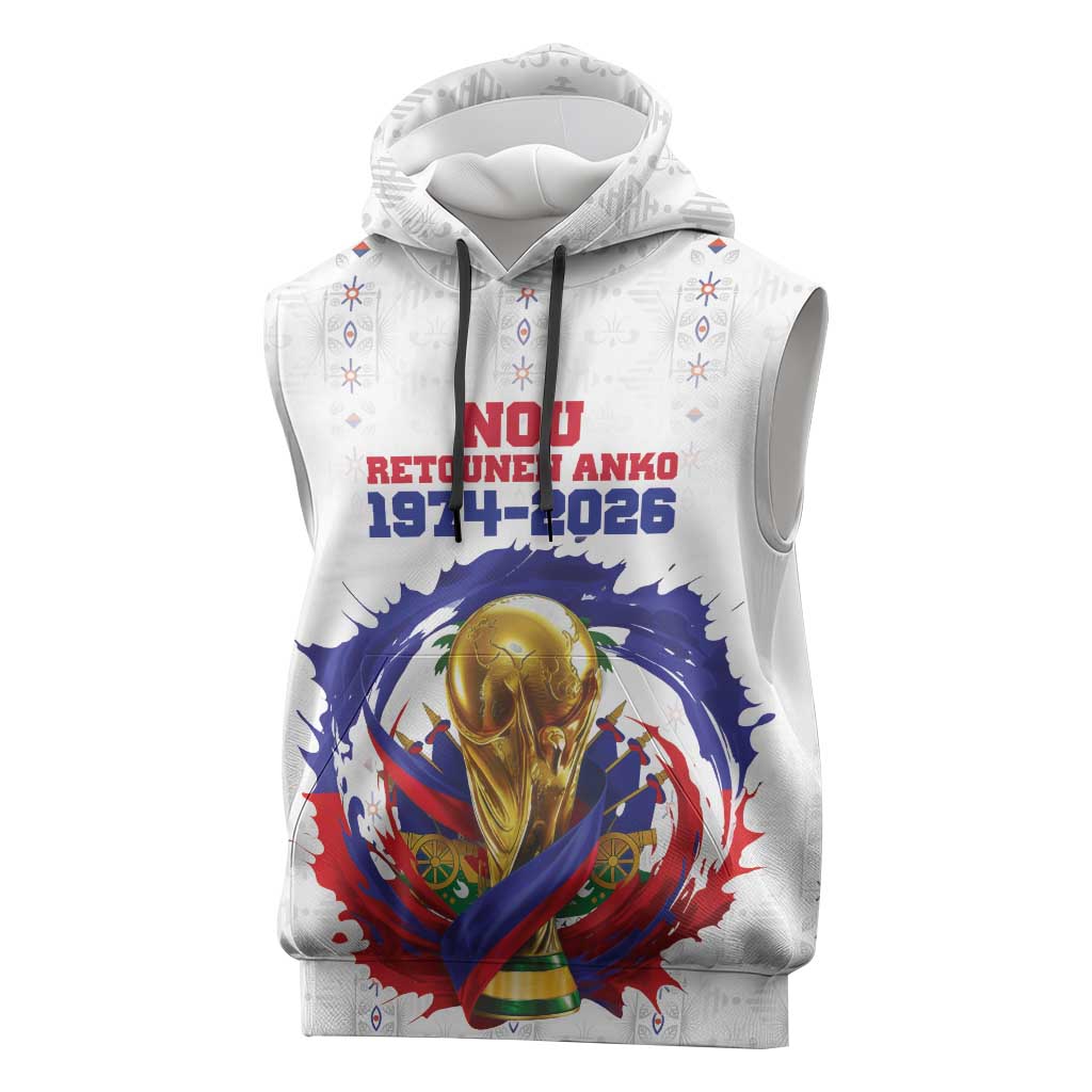Custom Haiti Grenadye Alaso Sleeveless Hoodie White Nou Retounen Anko 1974-2026 - Wonder Print Shop