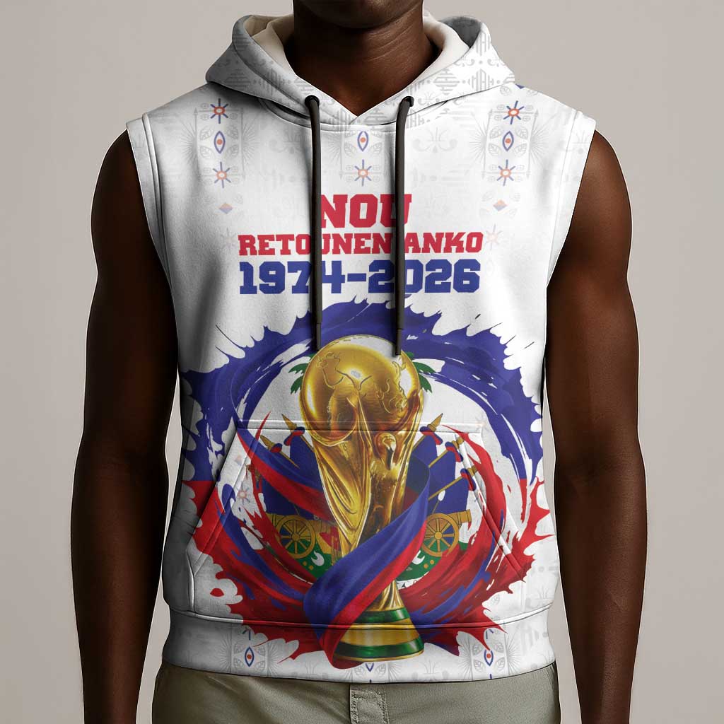 Custom Haiti Grenadye Alaso Sleeveless Hoodie White Nou Retounen Anko 1974-2026 - Wonder Print Shop