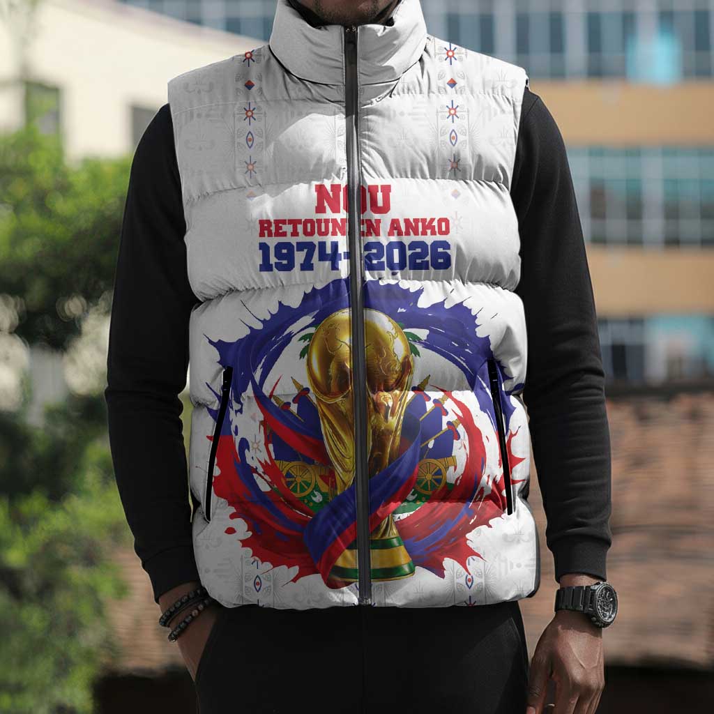 Custom Haiti Grenadye Alaso Sleeveless Puffer Jacket White Nou Retounen Anko 1974-2026 - Wonder Print Shop