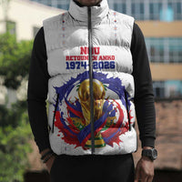Custom Haiti Grenadye Alaso Sleeveless Puffer Jacket White Nou Retounen Anko 1974-2026 - Wonder Print Shop