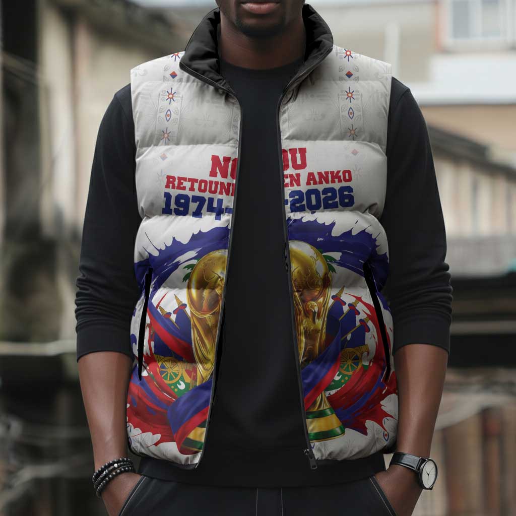 Custom Haiti Grenadye Alaso Sleeveless Puffer Jacket White Nou Retounen Anko 1974-2026 - Wonder Print Shop