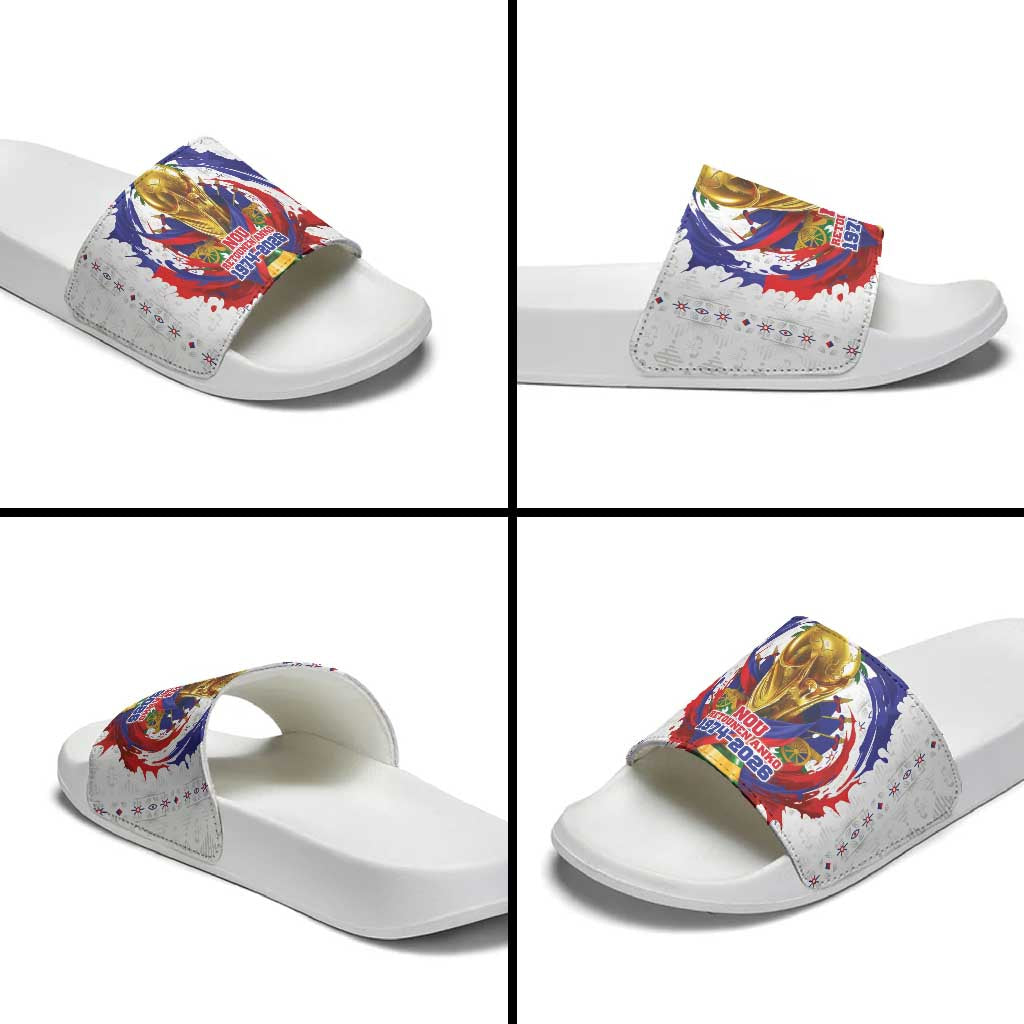 Haiti Grenadye Alaso Slide Sandals White Nou Retounen Anko 1974-2026 - Wonder Print Shop