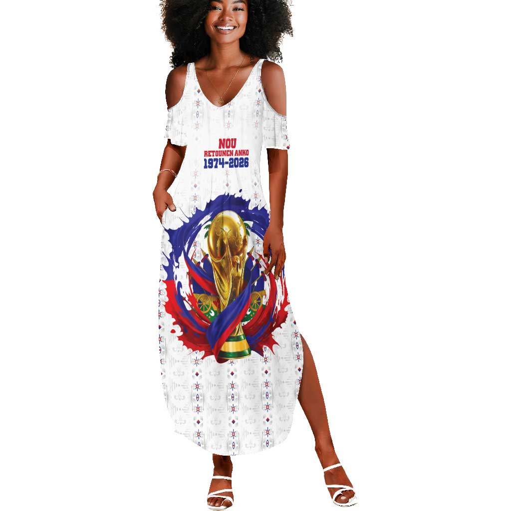 Custom Haiti Grenadye Alaso Summer Maxi Dress White Nou Retounen Anko 1974-2026 - Wonder Print Shop