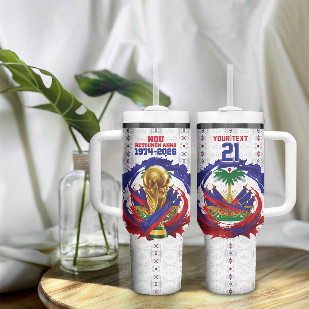 Custom Haiti Grenadye Alaso Tumbler With Handle White Nou Retounen Anko 1974-2026 - Wonder Print Shop