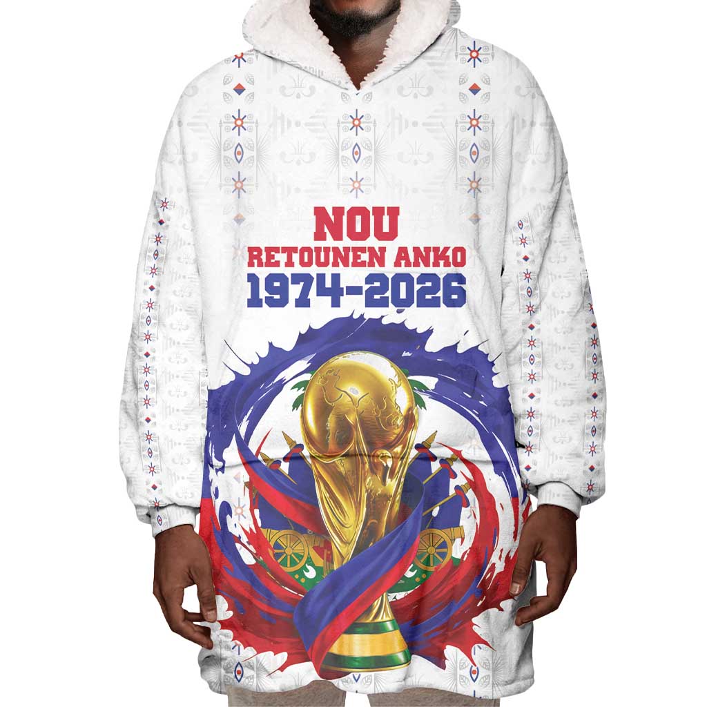Custom Haiti Grenadye Alaso Wearable Blanket Hoodie White Nou Retounen Anko 1974-2026 - Wonder Print Shop