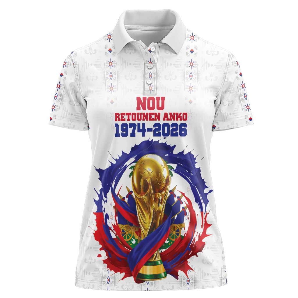 Custom Haiti Grenadye Alaso Women Polo Shirt White Nou Retounen Anko 1974-2026 - Wonder Print Shop