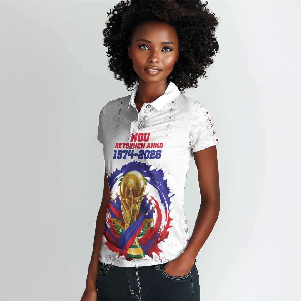 Custom Haiti Grenadye Alaso Women Polo Shirt White Nou Retounen Anko 1974-2026 - Wonder Print Shop