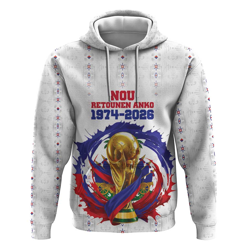 Custom Haiti Grenadye Alaso Zip Hoodie White Nou Retounen Anko 1974-2026 - Wonder Print Shop