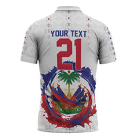 Custom Haiti Grenadye Alaso Zipper Polo Shirt White Nou Retounen Anko 1974-2026 - Wonder Print Shop