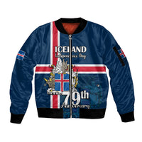 Iceland Sleeve Zip Bomber Jacket Icelandic National Day - Wonder Print Shop
