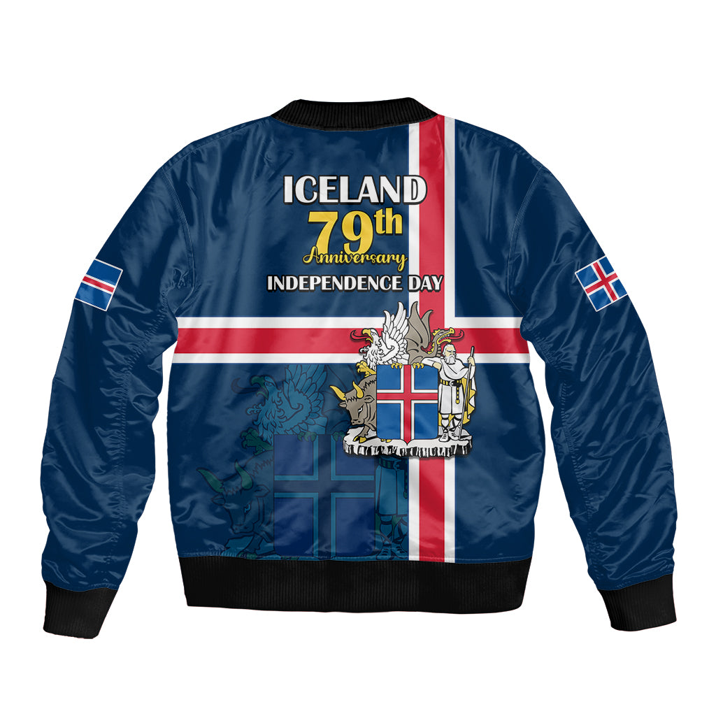 Iceland Sleeve Zip Bomber Jacket Icelandic National Day - Wonder Print Shop