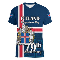 Iceland Women V Neck T Shirt Icelandic National Day - Wonder Print Shop