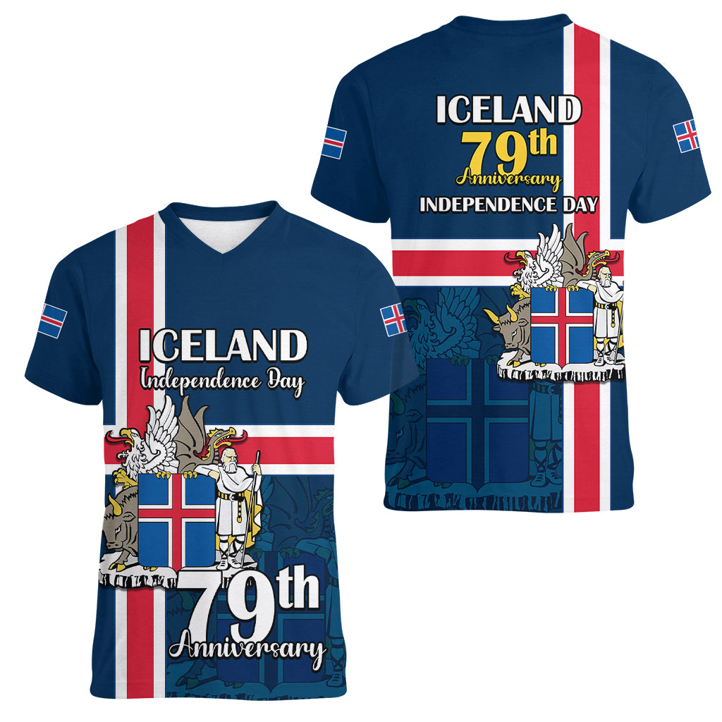 Iceland Women V Neck T Shirt Icelandic National Day - Wonder Print Shop