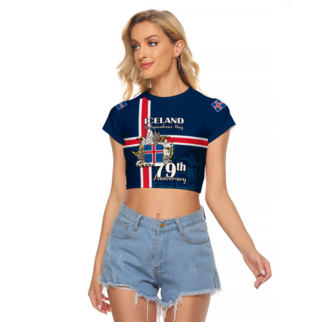 Custom Iceland Raglan Cropped T Shirt Icelandic National Day - Wonder Print Shop