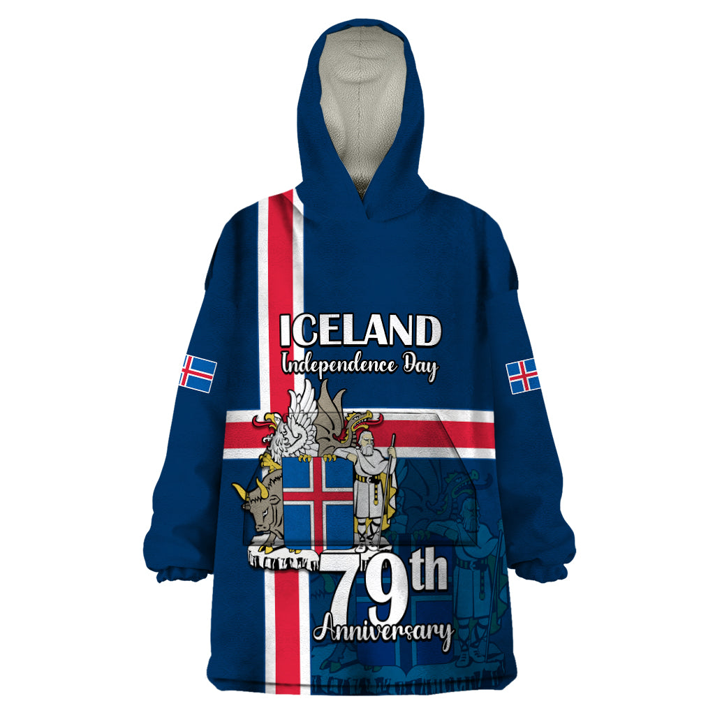 Custom Iceland Wearable Blanket Hoodie Icelandic National Day - Wonder Print Shop