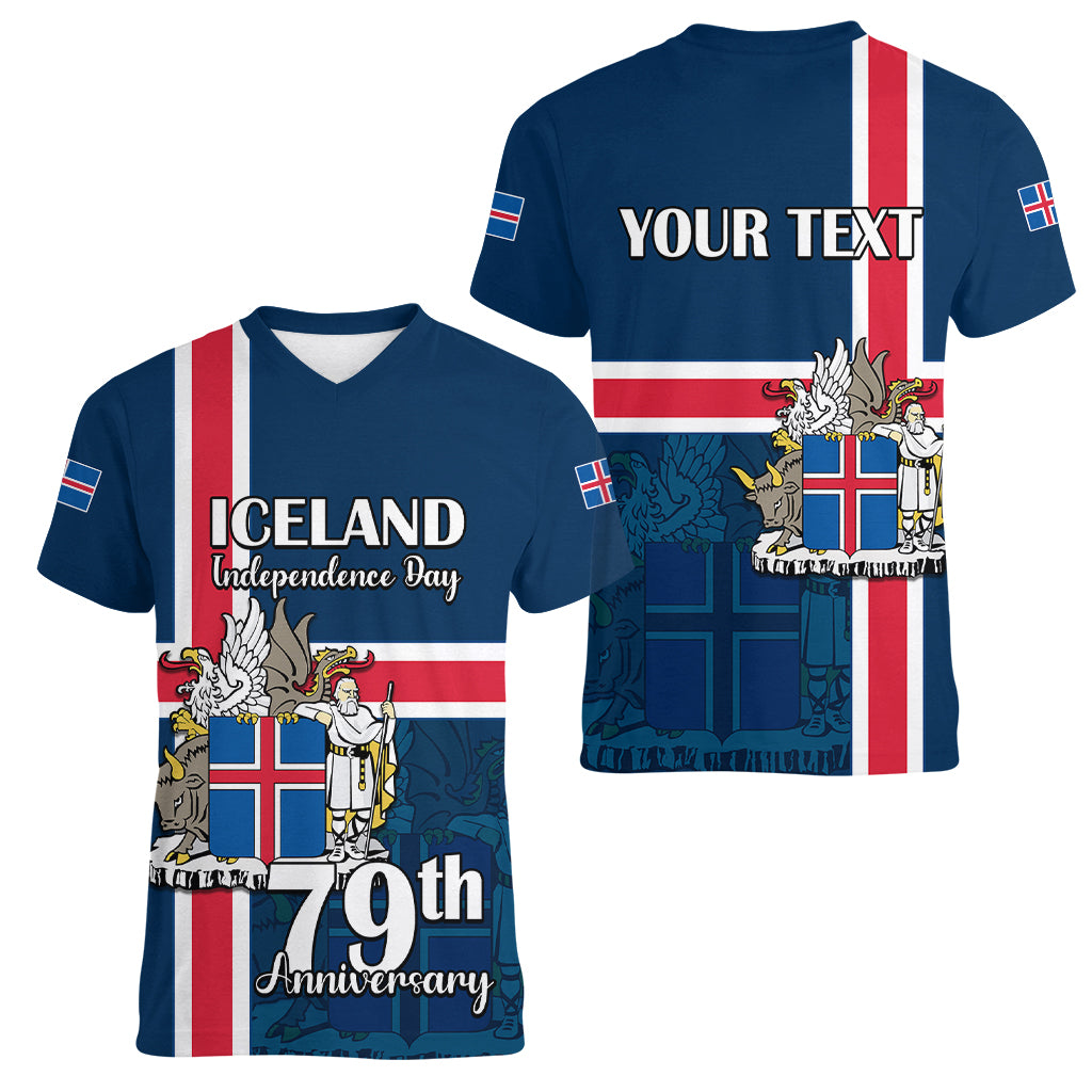 Custom Iceland Women V Neck T Shirt Icelandic National Day - Wonder Print Shop