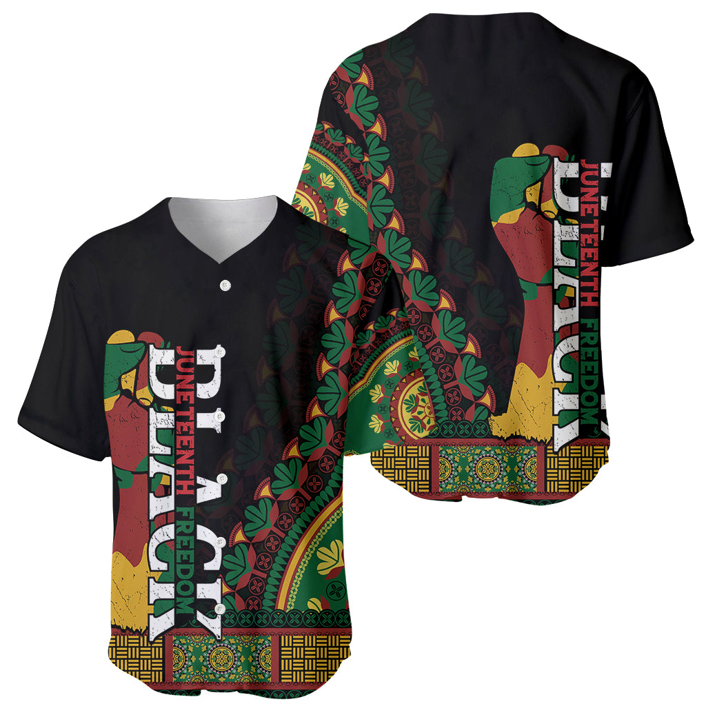 Jundteenth Baseball Jersey Black Jundteenth Freedom Africa Pattern LT9 - Wonder Print Shop