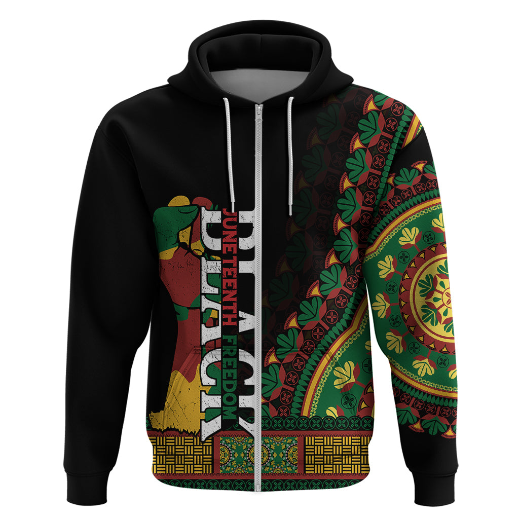 Jundteenth Hoodie Black Jundteenth Freedom Africa Pattern - Wonder Print Shop