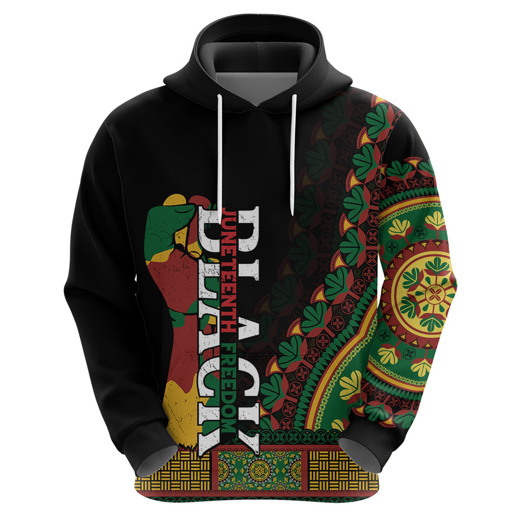 Jundteenth Hoodie Black Jundteenth Freedom Africa Pattern - Wonder Print Shop