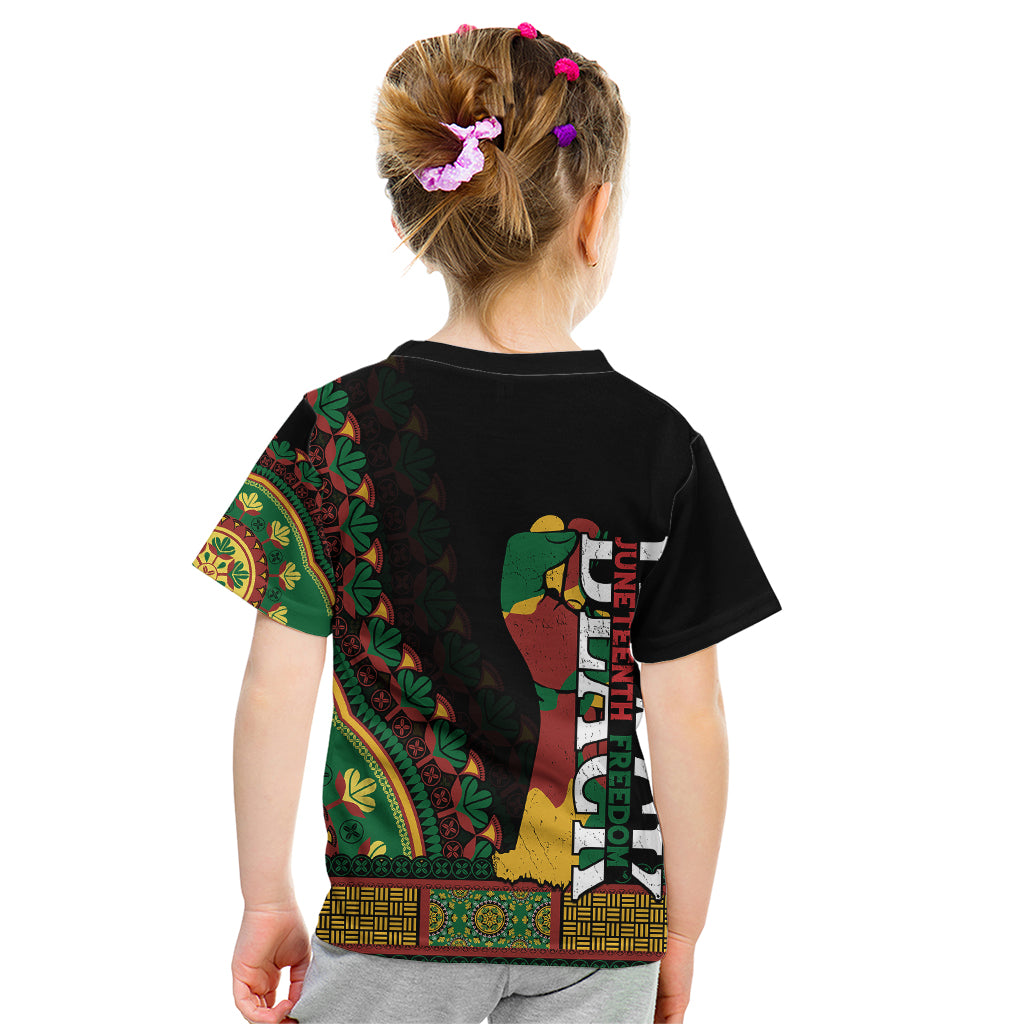 Jundteenth Kid T Shirt Black Jundteenth Freedom Africa Pattern - Wonder Print Shop