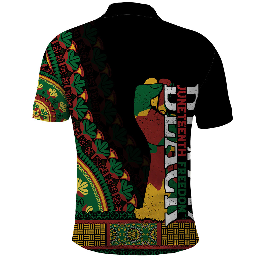 Jundteenth Polo Shirt Black Jundteenth Freedom Africa Pattern - Wonder Print Shop
